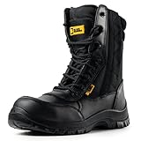 BLACK HAMMER Bota hombre de cuero con puntera compuesta S2 SRC resistente al agua Ejército Desierto Combate Caminando Seguridad Cremallera Trabajo Alto Tobillo 9999 (42 EU)