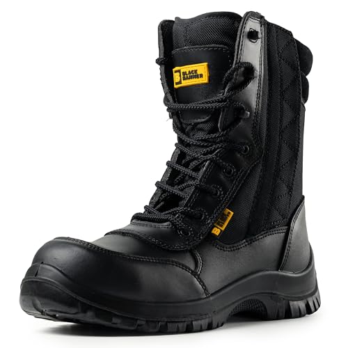 BLACK HAMMER Bota hombre de cuero con puntera compuesta S2 SRC resistente al agua Ejército Desierto