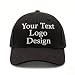 Custom Embroidered Baseball Hat, Personalized Business Logo Cap, Cap, Upload Your Text Design, Five-Panel Hat (Black)