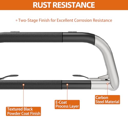 Image of Hooke Road 14-18 Forester Tubular Bull Bar Front Bumper Guard for Subaru Forester 2014 2015 2016 2017 2018, Offroad Heavy Duty Steel Rally Push Bar with 2 Light Mounts, Bolt-on Installation