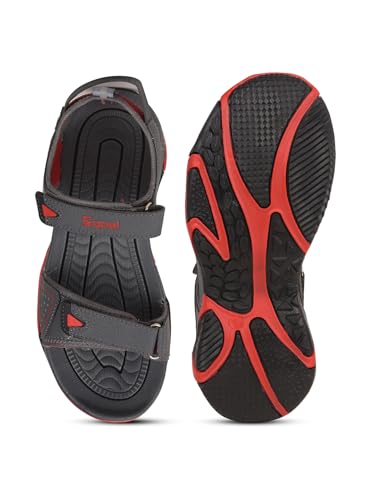 Image of Liberty Leap7x BLAIR-13 Men Sporty Casual Sandals, Black & Grey - Sporty Look Sandals for Men with Velcro Strap - Stylish Sandal for Man - Lightweight and Comfortable Footwear