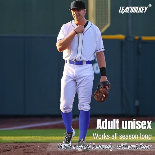 LEACOOLKEY Baseball Belt and Socks Combo Set 3 Pairs of Softball Socks and 1 Pack Elastic Belt for Youth and Adult2