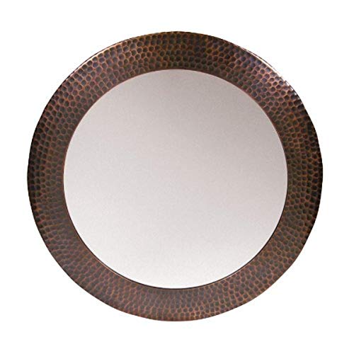 The copper factory cf139an solid hammered copper framed round mir…