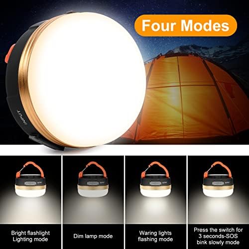 flintronic 2pcs Camping Lantern, USB Rechargeable Glare LED Tent Light with Magnetic Base, Waterproof Portable Outdoor Tent Light, 3 Modes with SOS for Hiking Fishing Emergency Home