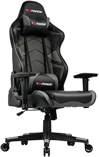 GTFORCE EXSTREAM GAMING CHAIR WITH BLUETOOTH SPEAKERS RECLINING SPORTS RACING OFFICE DESK PC CAR FAUX LEATHER CHAIR (Grey)