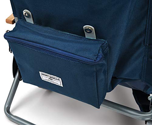 Sport-Brella Sunsoul Folding Light-Weight Backpack Beach Chair,Cup Holders|Arm Rest|Foldable, Aluminum, Navy #TOP6