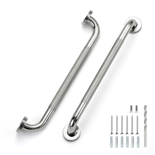 18 Inch Grab Bars for Shower Stainless Steel Safety Handicap Grab Bars for Bathroom Anti-Slip Shower Handle Wall Mounted (2 Pack Polished Nickel)