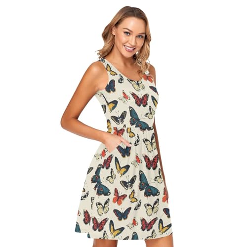 Image of ALAZA Women's Summer Dress Sun Dress Sleeveless with Pockets
