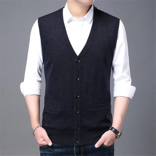 Men’S Preppy Plaid Knit Sweater Vest Anti-Pilling V-Neck Sleeveless Slim Fit Button Down Cardigan4
