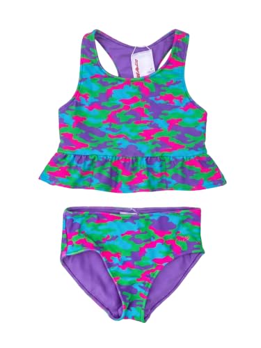 Image of RuffleButts Toddler Girls Reversible Peplum - UPF50+ 2 Piece Tankini | Relaxed Fit, Tank Top Silhouette, Brief Bottom, Modern Style, Beach And Pool Wear