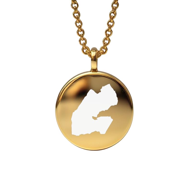 Pendentif carte de Djibouti en argent sterling plaqué or 14 carats, forme ronde de 24 mm et épaisseur de 1,5 mm, breloque Terre, bijou de voyage délicat | Médaillon gravé Aventure | LKB_MAP_469