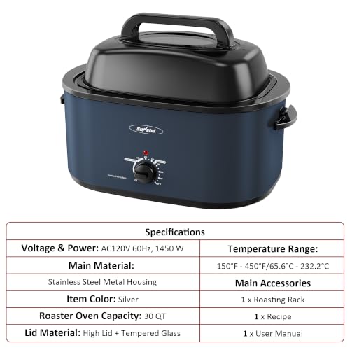 Image of Sunvivi 30QT Roaster Oven for Large Whole Turkey, Countertop Roaster Cooker