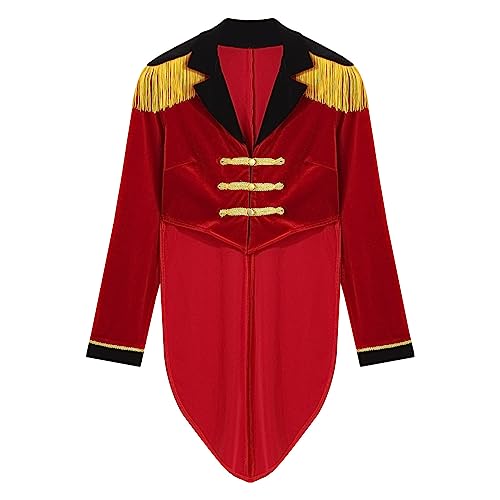 Aislor Blazer Tailleurs Femme Tunique Ringmaster Manteau Déguisement Cirque Costume Monsieur Loyal Soirée Carnaval Cosplay Jeu De Rôle Rouge A M – vue 6