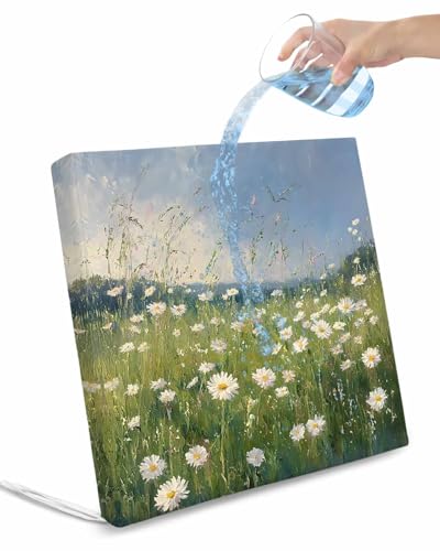 Spring Floral Outdoor Cushion Chair Cover Set of 4 - Waterproof Couch Seat Covers, Modern Oil Painting Botanical White Green Patio Furniture Protector Cushions Slipcovers for Sofa/RV, 22