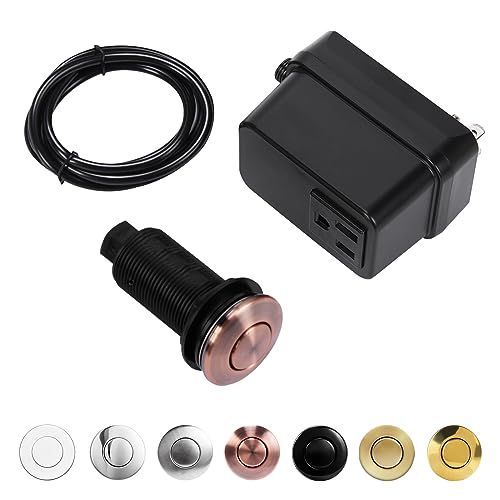 Garbage Disposal Switch, Cordless Air On Off Kit for Food Waste Disposer, Copper Chrome, LONG 3.5" Sink Top Push Button by CLEESINK