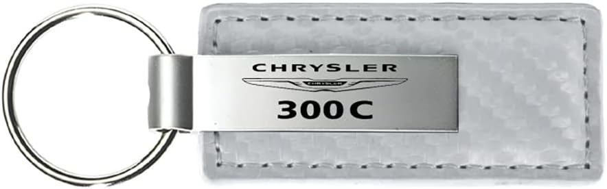 Chrysler 300c White Carbon Fiber Leather Key Chain Metal