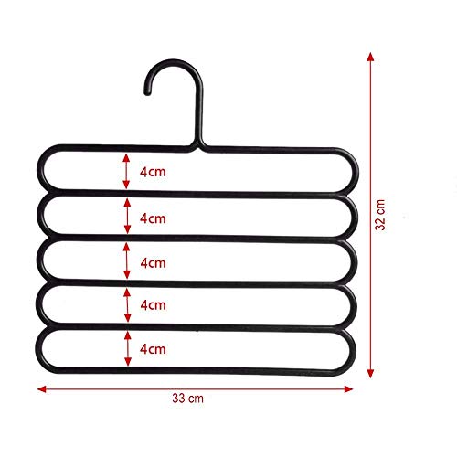Primelife Plastic 5 Layer Pants Clothes Hanger Wardrobe Storage Organizer Rack (Set of 3), 33L X 1B X 32H Cm (Assorted Colour)