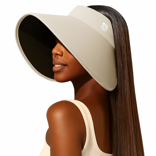 Image of Venzina UPF 50+ Sun Visor Hat for Women Ultra Wide Brim Outdoor Sun Hat UV Protection Hat Blackout Liner Design Packable Travel Hiking Hat Adjustable Elastic Closure Fashion Beach Hat