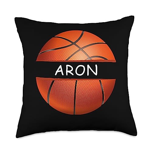 Novelty Personalized Name Aron Sports Basketball Throw Pillow
