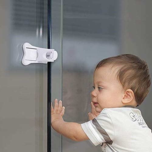 Image secondaire de iwobi 4 Pièce Sécurité Enfant Portes de Placard, Serrure de Porte Coulissante pour Bébé avec Patin Adhésif