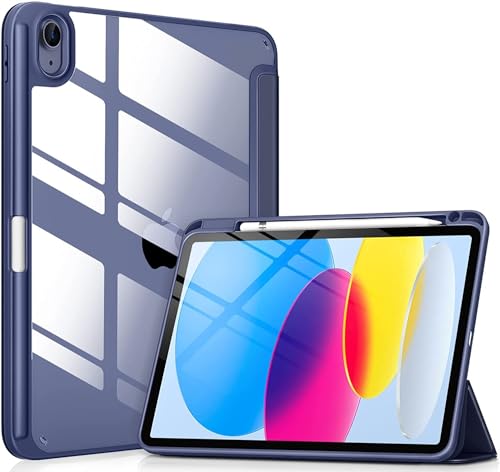 Image of ProElite Case Cover for Apple iPad (A16) 11th /10th Generation (2025 /2022), Transparent case Cover with Pencil Holder for iPad 11th /10th Gen 2025 /2022, Dark Blue
