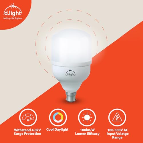 Image of d.light 50W LED Bulb Color for Home & Office have B22 LED Bulb Base with High Voltage Protection and Eco Friendly Energy Efficient, Pack of 1