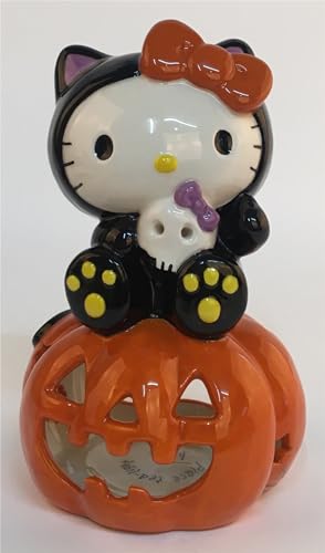 Hello Kitty Halloween Tealight Holder, 4.25" L x 4" W x 6.75" H Created by Blue Sky Clayworks