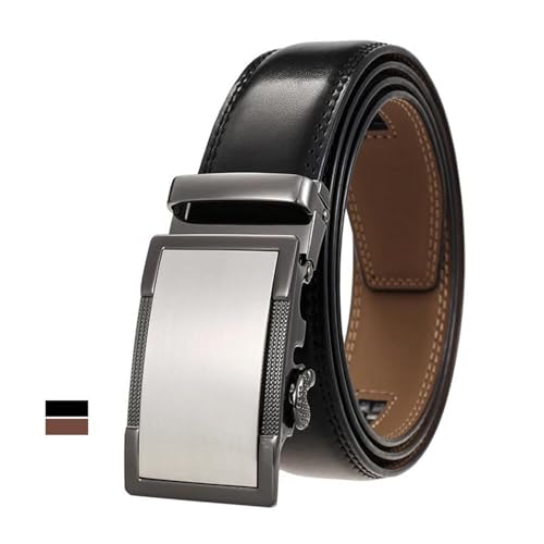 Men's Genuine Leather Trouser Belt 35mm Wide Alloy Automatic Buckle Business Cowhide Strap for Suits or Jeans2
