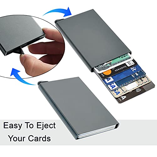 SNDIA Grey Metal RFID Metal RFID Blocking Aluminum Pop Up Smart Credit Debit ATM Card Holder Case Wallet for Men Women (6x0.9x9.5 cm) 8 41433bk0LzL