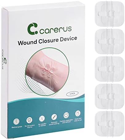 5pcs Suture Free Wound Closure Strips, Zip Stitch Sutures, Butterfly Bandaids, Emergency Wound Closure Device, Laceration Repair Without Stitches, Wound Care for First Aid Kits