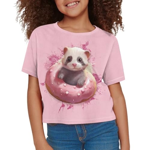 Girls Short Sleeve Shirt Cute Kids Crop Tops for Girls 5-14 Hip Hop Dance Outfit Teens Summer Clothes Trendy Tees3