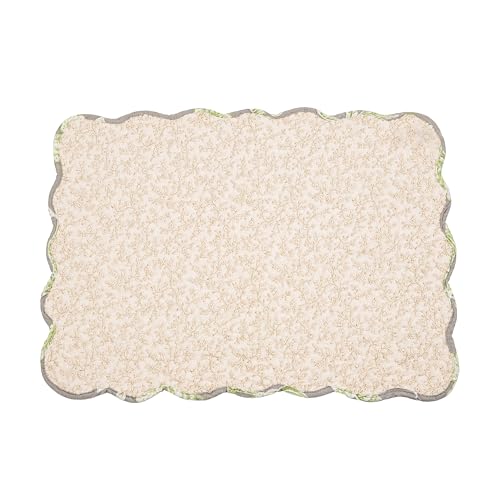 Image of 13 inch x 19 inch Julia Quilted Vintage Floral Scalloped Jacobean Spring Set of 6
