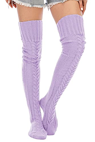 Image of Leoparts Women's Cable Knitted Thigh High Boot Socks Extra Long Winter Stockings Over Knee Leg Warmers