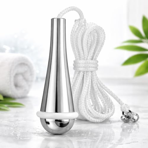 Bathroom Metal Light Pull Cord Handle Replacement Chrome Teardrop Hanging Pull Switch with 1.5 m White Nylon Cord Weighted Ceiling Light Pull for Bathroom Easy Fit Rust Resistant Modern Design