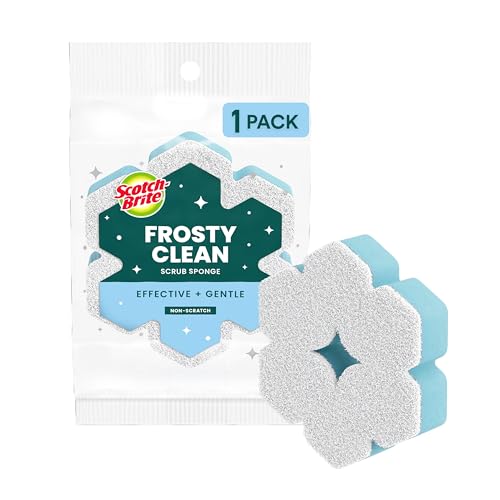 Scotch-Brite Snowflake Non Scratch Scrub Sponge for Cleaning Around the Home Bathroom & More Two-Sided Dish Sponge Multi-Surface Safe Best for Nonstick Pots and Pans 1 Pack