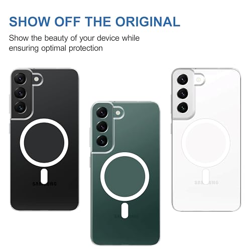 Image of CEDO Cover for Samsung Galaxy S22 (5G) | Compatible with MagSafe Wireless Charging | Designed with Magnetic Lock Shockproof Phone Bumper Transparent Back Case Cover (Transparent)