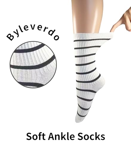 Image of Womens Ribbed Knit Socks Cotton Athletic Running Casual Crew Socks