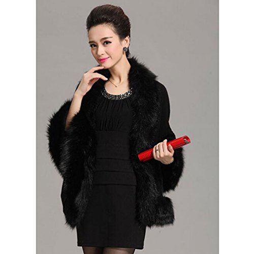 Kelaixiang Faux Fox Fur Shawls Jackets Bridal Cape Coats Wraps Winter Scarves4