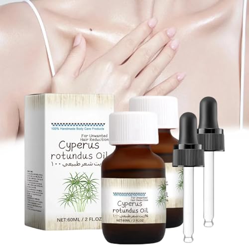 Generic Cyperus Rotundus - Aceite de rotundus, 60 ml, puro y natural, amarillo, sin perfume, unisex para adultos, depilación e hidratación, paquete de 2