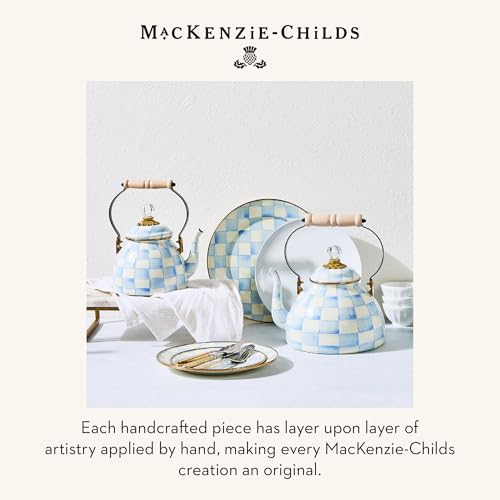 Image of MACKENZIE-CHILDS Tea Kettle, 2 Quarts, Light-Blue-and-White Sky Check