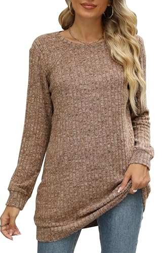 Image of Sweaters for Women Long Sleeve Crewneck Sweatshirt Loose Casual Tunic Tops