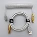 White Coiled Cable Slim Connector for Mechanical Keyboards (5 ft, USB-C, Slim, White)