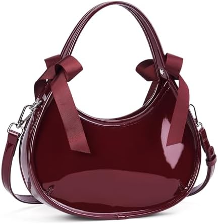 GETERUUV Burgundy Patent Leather Clutch Purse