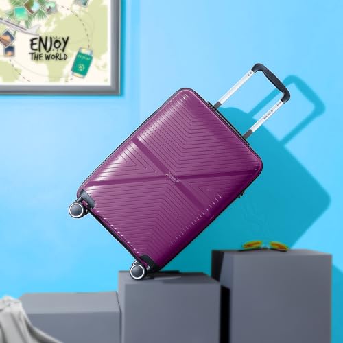 Image of Stony Brook by Nasher Miles Axis Hard-Sided Polypropylene Cabin Luggage Wine Purple 20 inch |55cm Trolley Bag