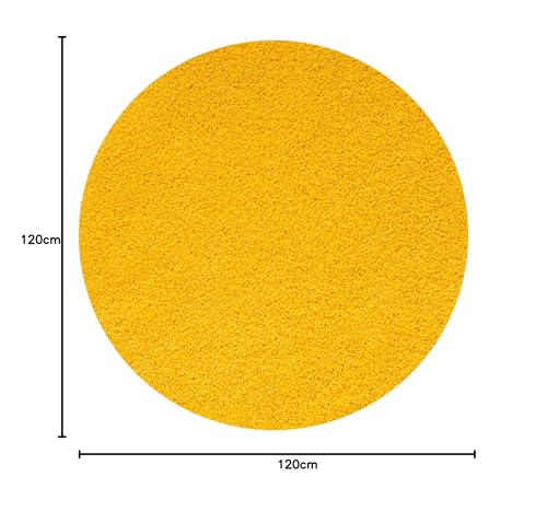 THE RUGS Living Room Rug - Shaggy Soft And Elegant Carpets For The Bedrooms And Kitchen, Easy To Clean, Many Different Sizes (120 cm Round, Yellow)