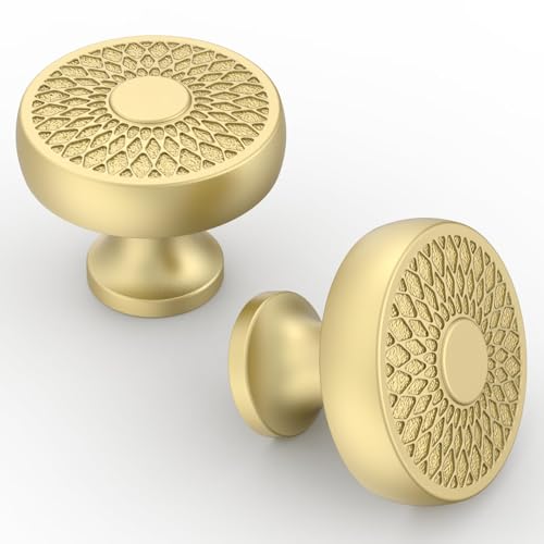 Asidrama 20 Pack Brushed Gold Cabinet Knobs Kitchen Cabinet Pulls Gold Hardware for Dresser Drawers 1129