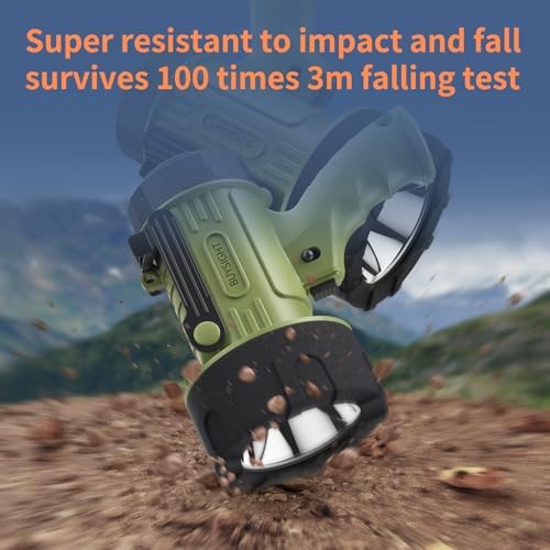 BUYSIGHT Rechargeable Spotlight Flashlight,1000000 Lumen Hand held Spot Lights Waterproof led Flashlight Hunting Lamp with red Filter (Matcha Green)