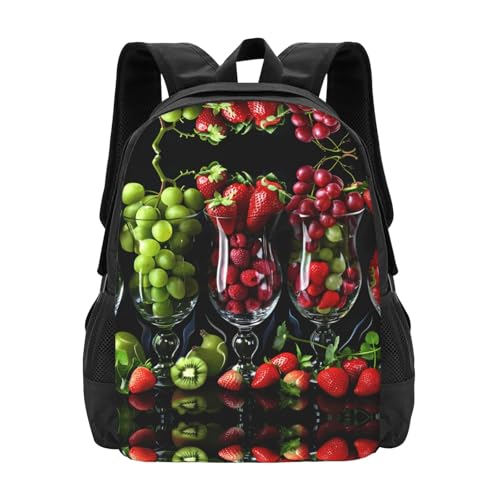 PHAYAH Mochila casual para laptop com estampa de xícara de frutas para homens e mulheres, meninos e meninas, mochila leve