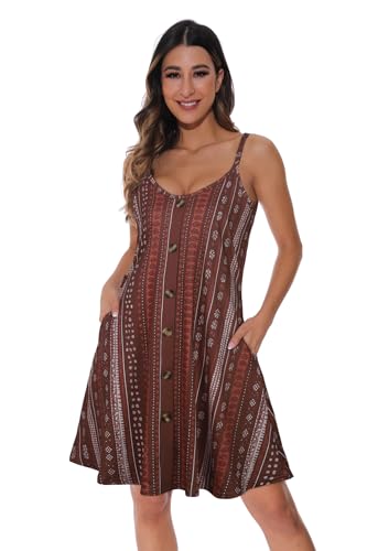 Image of JOELLYUS Summer Dresses for Women Spaghetti Strap Button Down Casual Sundress Beach Cover Up Dress with Pockets 2026