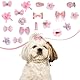 Ptwola 20 Rosa Hunde Haarschleifen Süße Welpen Schleifen Haar Accessoires mit Gummibändern Perlen Verziert Haustiere Haarschmuck für das Styling und die Fellpflege Kleiner Hunde